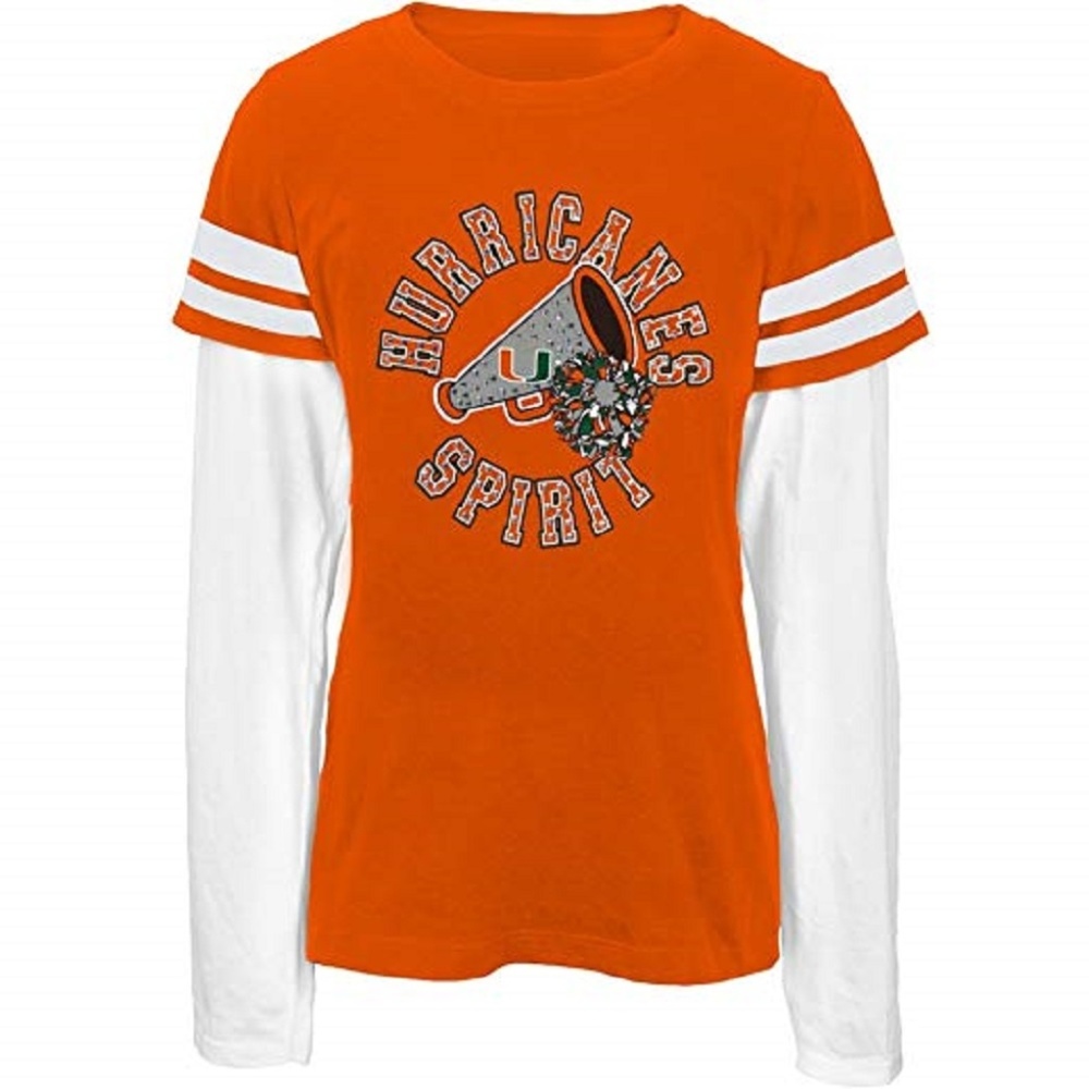 MIAMI HURRICANES GIRL'S CHEERLEADER L/S SHIRT